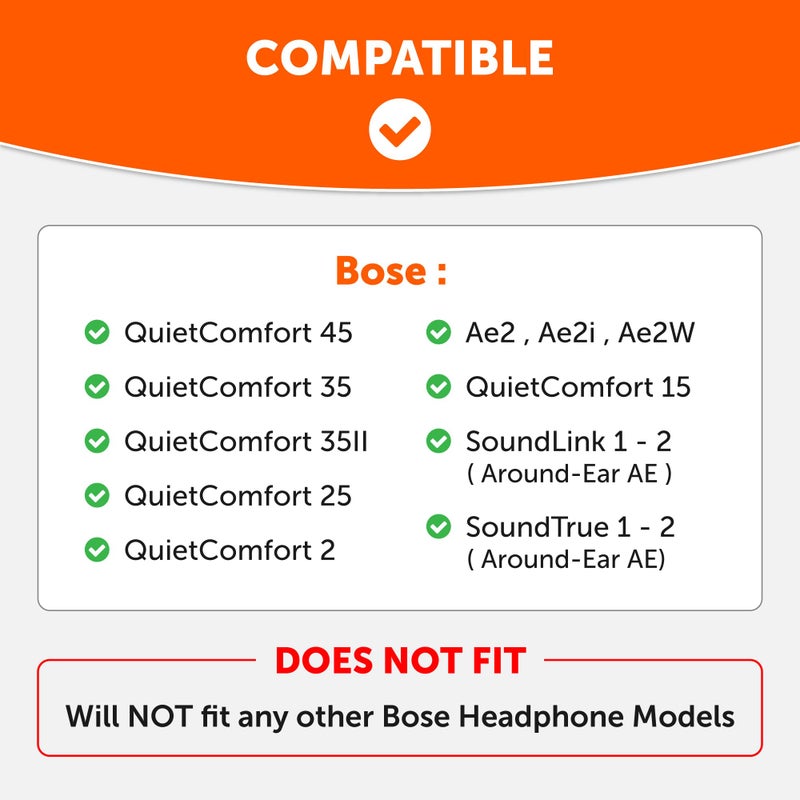 WC SweatZ QuietComfort - Patented Earpad Covers for Bose QuietComfort 45, 35, 35ii, QC2, QC25, QC15, AE2, AE2i, SoundTrue, SoundLink by Wicked Cushions | Sweatproof & Easily Washable | Black - Image 2