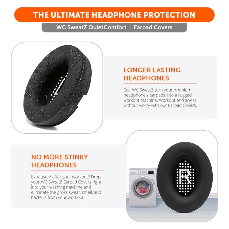 WC SweatZ QuietComfort - Patented Earpad Covers for Bose QuietComfort 45, 35, 35ii, QC2, QC25, QC15, AE2, AE2i, SoundTrue, SoundLink by Wicked Cushions | Sweatproof & Easily Washable | Black - Image 5