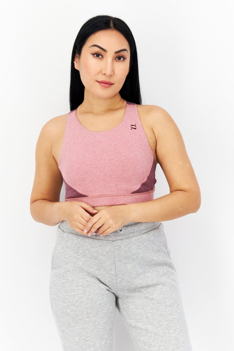 PUMA Women Colorblock Lightly Padded Sports Bra, Dusty Orchid - Image 1