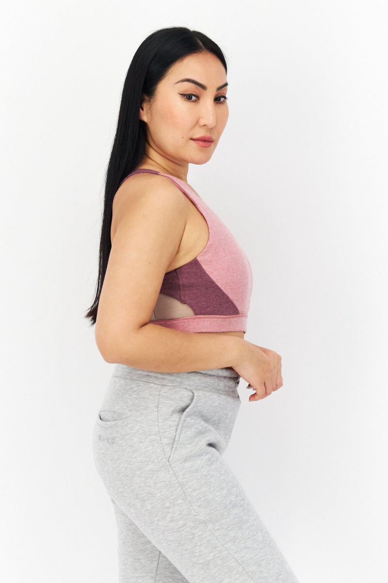 PUMA Women Colorblock Lightly Padded Sports Bra, Dusty Orchid - Image 4