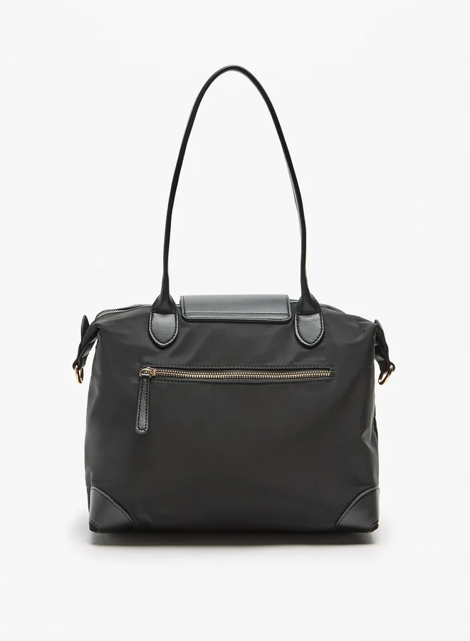 Celeste Solid Tote Bag with Flap Closure and Detachable Strap