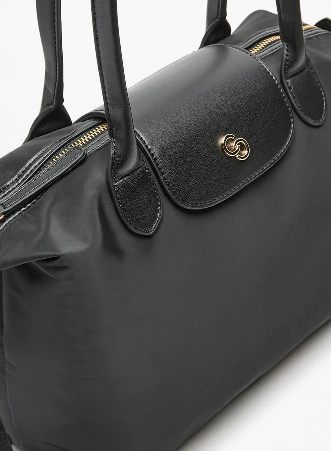 Celeste Solid Tote Bag with Flap Closure and Detachable Strap