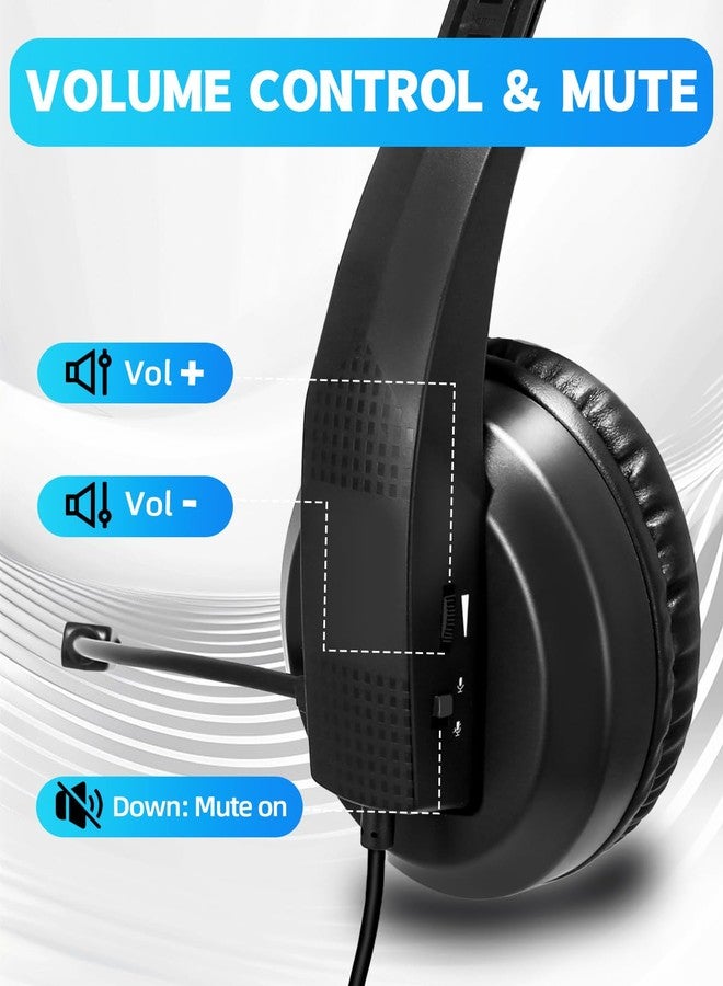 Grstltd Wired Headset with Mic for Laptop - Computer Headset with Noise Canceling Microphone & Volume Control - 3.5mm Stereo Headphones with Mute for Home Office Class - Image 3