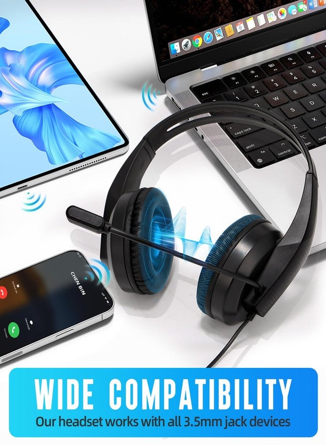 Grstltd Wired Headset with Mic for Laptop - Computer Headset with Noise Canceling Microphone & Volume Control - 3.5mm Stereo Headphones with Mute for Home Office Class - Image 5