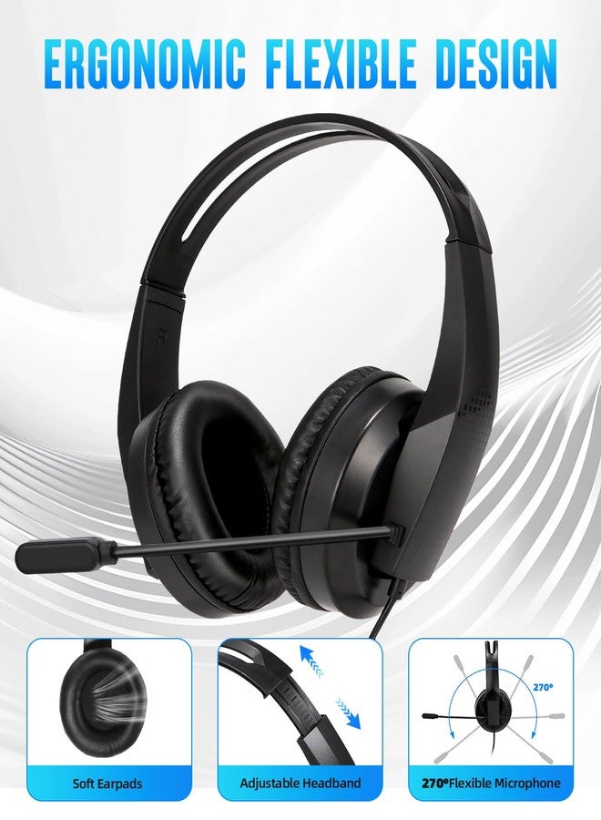 Grstltd Wired Headset with Mic for Laptop - Computer Headset with Noise Canceling Microphone & Volume Control - 3.5mm Stereo Headphones with Mute for Home Office Class - Image 2
