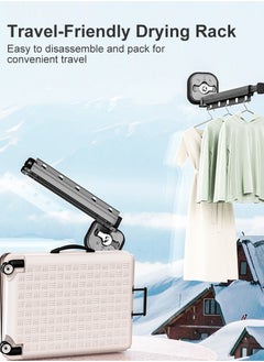 Perfii Wall-Mounted Laundry Rack with Retractable Design and J-Type Hooks for Clothes Drying  - Image 2