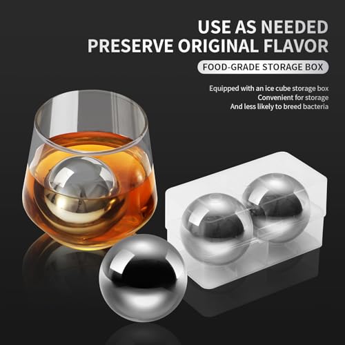 coocuture Whiskey Balls Reusable Stainless Steel Metal Ice Sphere Cubes Beverage Chilling Rocks Whiskey Stones for Red Wine, Bar Beer, Scotch, Vodka Drinks - Image 2