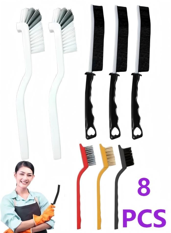 Cleaning Brush Set, Multi Purpose Gap Brush for Kitchen,Bathroom,Car, Grout, Window Tracks,Bathtub,Vehicle,Faucets,Bowl,Teapot,Cup, Home Essentials Scrub Cleaning Tools,Hard Crevice Cleaning（8PCS） - Image 1
