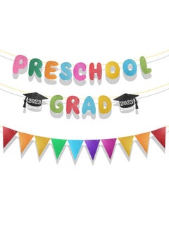 HOWAF Colorful Glittery Preschool Graduation Banner Congrats Grad Kindergarten Party Supplies Backdrop Banner For Class Of 2023 Graduation Party Decoration Preschool Grad Glitter Background Banner  - Image 2