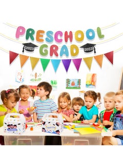 HOWAF Colorful Glittery Preschool Graduation Banner Congrats Grad Kindergarten Party Supplies Backdrop Banner For Class Of 2023 Graduation Party Decoration Preschool Grad Glitter Background Banner  - Image 4