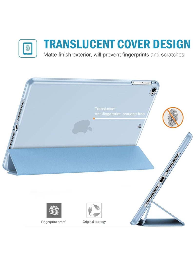 برو كيسيز جراب iPad 9.7 (الجيل السادس / الخامس ، طراز 2018/2017) ، iPad Air 1/2 ، جراب ذكي نحيف ثلاثي الطي ناعم من البولي يوريثان الحراري الشفاف - Skyblue - Image 4