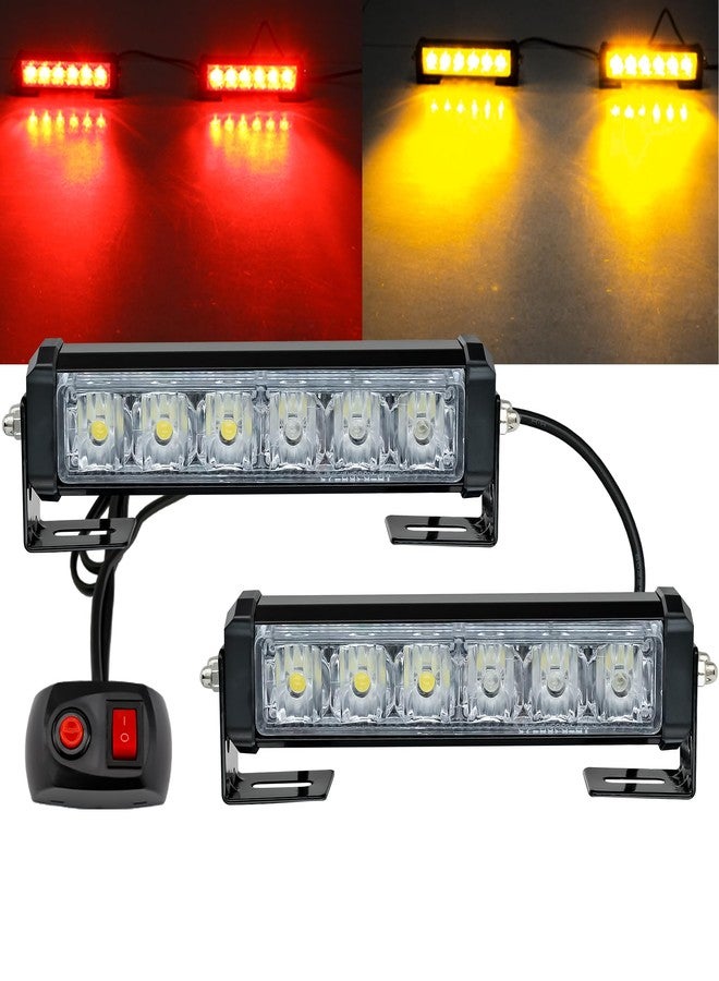 STDYSUN LED Emergency Strobe Lights Bar 2Pcs Red Yellow Double Color Warning Police Grille Lights Bar Surface Mount Fit for Motorcycle POV Utility Vehicle Construction Vehicle and Tow Truck Van - Image 1