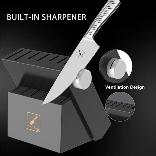 imarku® Knife Set,14-Piece Knife Sets for kitchen with block,Premium One-Piece Kitchen Knife Set with Sharpener,High Carbon Stainless Steel Knives Set for Kitchen,Dishwasher Safe,Black - Image 4