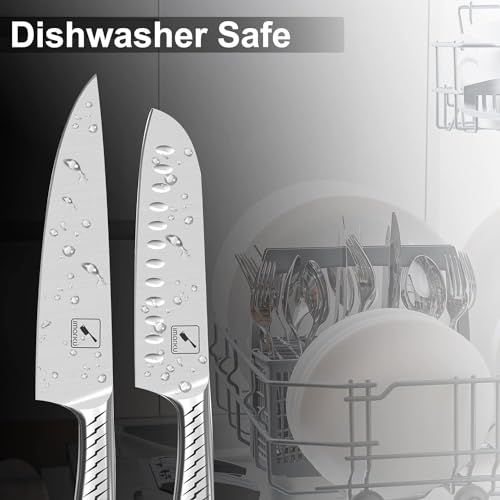 imarku® Knife Set,14-Piece Knife Sets for kitchen with block,Premium One-Piece Kitchen Knife Set with Sharpener,High Carbon Stainless Steel Knives Set for Kitchen,Dishwasher Safe,Black - Image 5