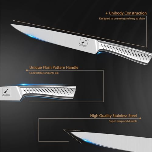 imarku® Knife Set,14-Piece Knife Sets for kitchen with block,Premium One-Piece Kitchen Knife Set with Sharpener,High Carbon Stainless Steel Knives Set for Kitchen,Dishwasher Safe,Black - Image 3