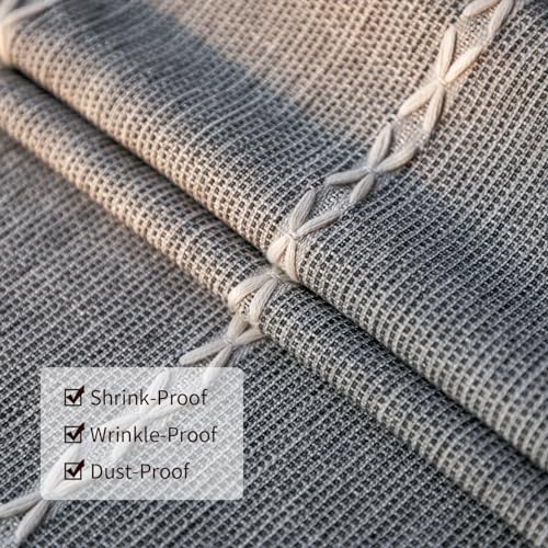 DEEPDREAM Deep Dream Tablecloth, Embroidered Waterproof Table Cloth Cotton Linen Wrinkle Free Anti-Fading Tablecloths Washable Dust-Proof Table Cover for Kitchen Dinning Party Christmas, 55 x 86 Inch - New Gray - Image 4