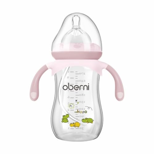 Oberni Baby Bottles, Weighted Straw Toddler Milk Bottles with Non-Slip Handle, Size + Variable Fast Flow, 12+ Months, BPA-Free, Pink/1Pack/9oz - Image 1
