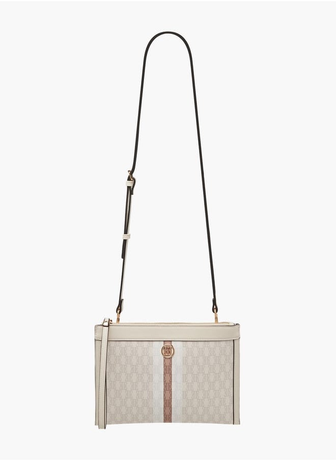 ELLE Women Monogram Textured Crossbody Bag with Adjustable Strap  - Image 2