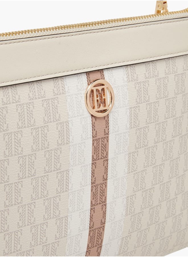 ELLE Women Monogram Textured Crossbody Bag with Adjustable Strap  - Image 4