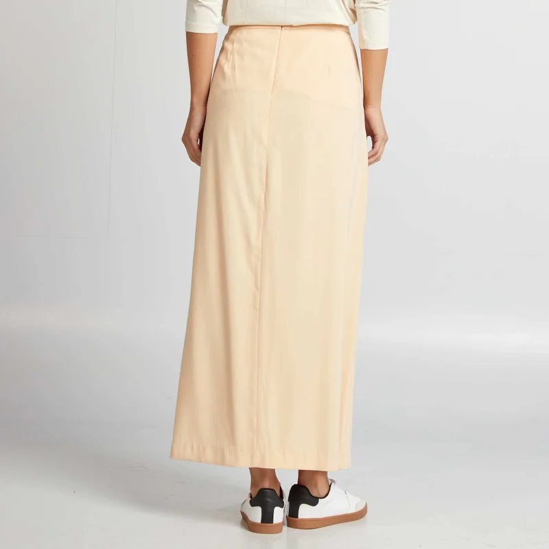 Kiabi Flared Midi Skirt Beige