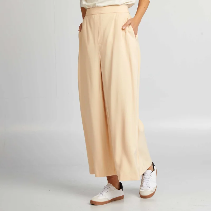 Kiabi Flared Midi Skirt Beige