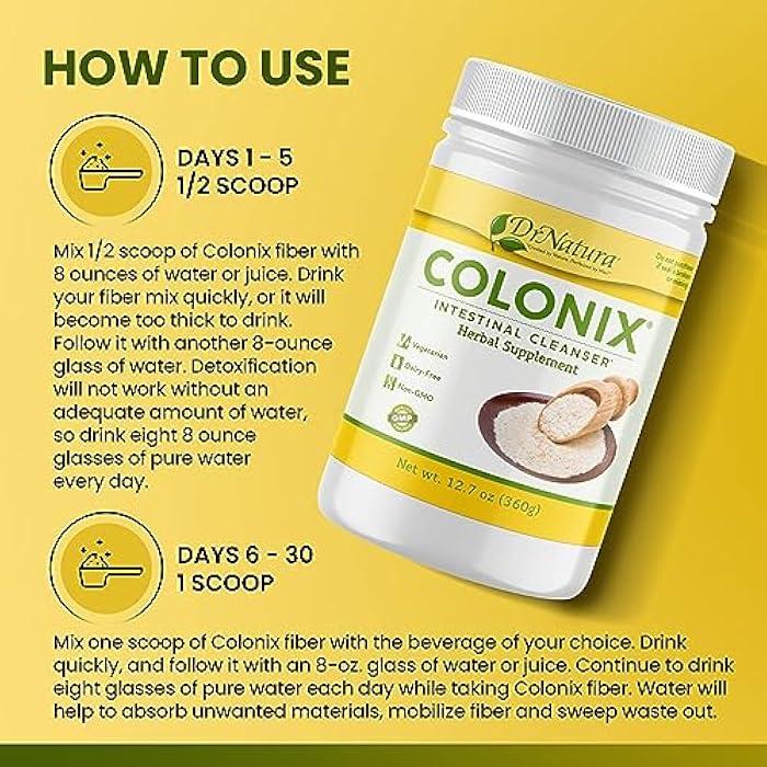 DrNatura Colonix Intestinal Cleanser, All-Natural Daily Fiber, Colon Detox and Cleanse, Supports Healthy Colon, Intestines, Gut, 30 Day Serving, 12.7 Oz. - Image 2