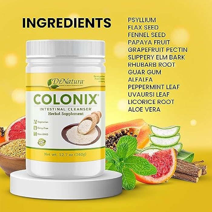 DrNatura Colonix Intestinal Cleanser, All-Natural Daily Fiber, Colon Detox and Cleanse, Supports Healthy Colon, Intestines, Gut, 30 Day Serving, 12.7 Oz. - Image 3
