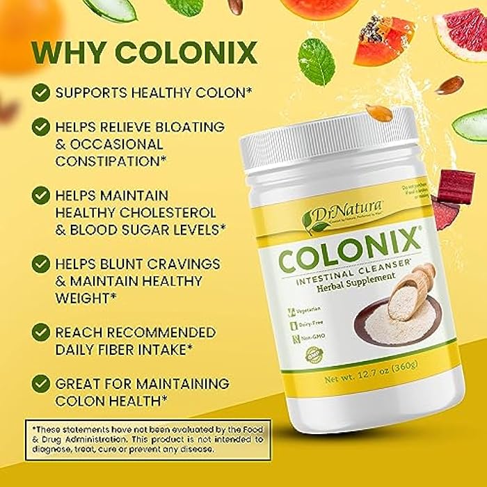 DrNatura Colonix Intestinal Cleanser, All-Natural Daily Fiber, Colon Detox and Cleanse, Supports Healthy Colon, Intestines, Gut, 30 Day Serving, 12.7 Oz. - Image 4