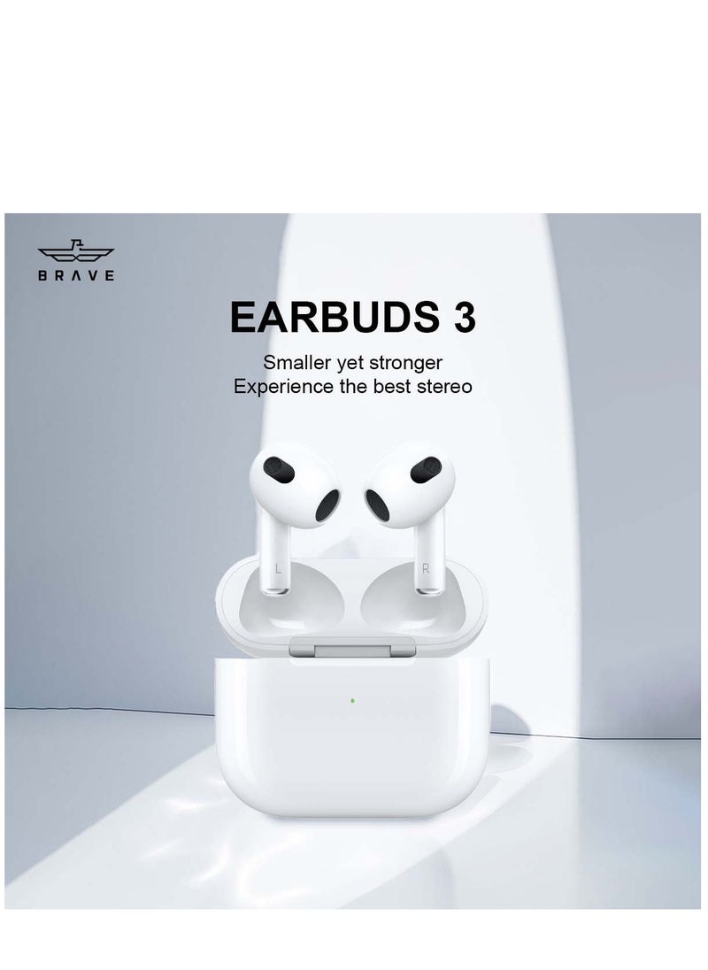 Brave Earbuds 3 True Wireless Earphones V5.3 Bluetooth Headphones in Ear with Noise Blocking Isolation and IPX5 Waterproof and Sweatproof Design Compatible for iPhone and all Android Phone (White)  - Image 2