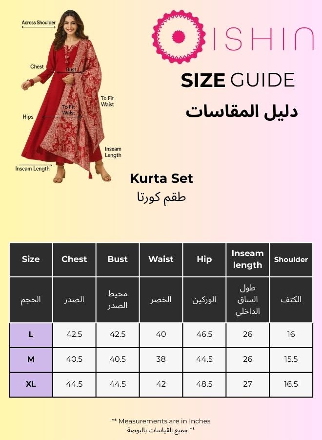 ISHIN Women's Multicolour Cotton Printed Tunic Upper Calf Length Pleat Front Bottom Straight Fit 3 Peice Kurta Set - Image 4