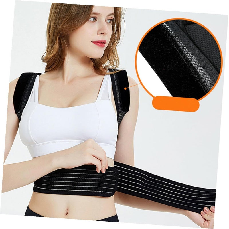 D Abaodam Hunchback Corrector Posture Trainer Back Brace Support Belt Medium Black Elastic Adjustable for Men Women Relieves Back Pain Improves Spine Alignment - Image 4