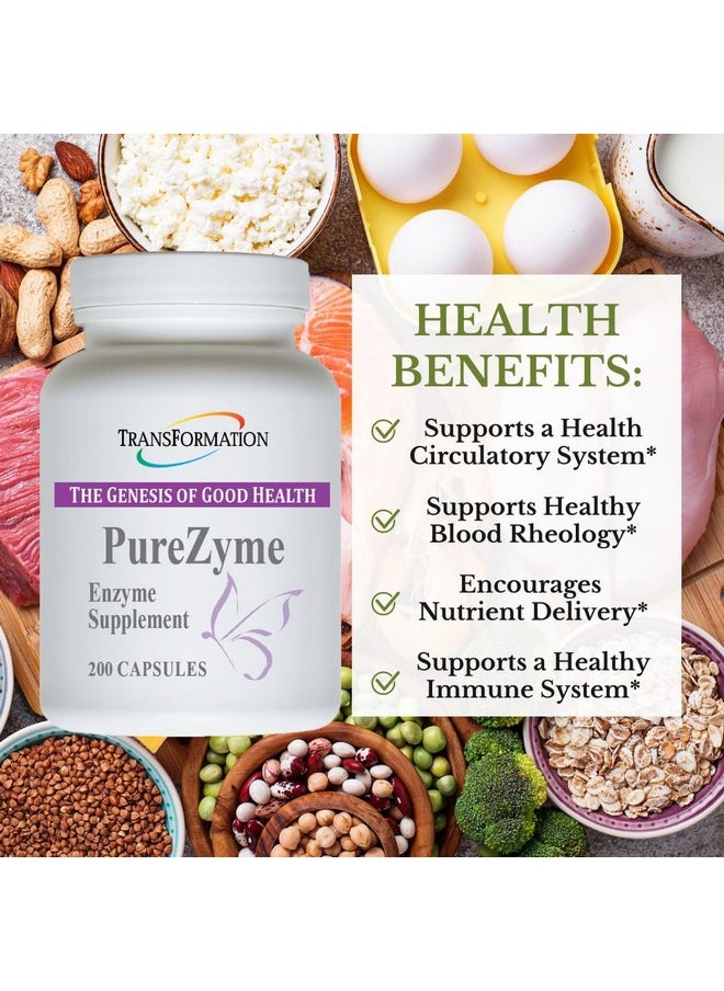 Transformation Enzymes Purezyme High-Potency Protease Blend Enzyme Supplement, Physician Practitioner Recommended - Advanced Formula for Maximum Nutrients Digestion and Gut Health,200 Capsules
