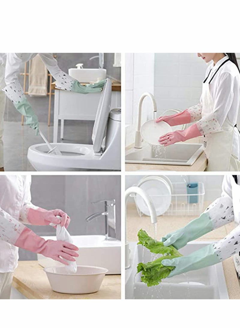Reusable Waterproof Rubber Cleaning Gloves for Kitchen, Dishwashing, Gardening, Pet Care, and More - Long Sleeve Design, Large Size (3 Pairs) - Image 5