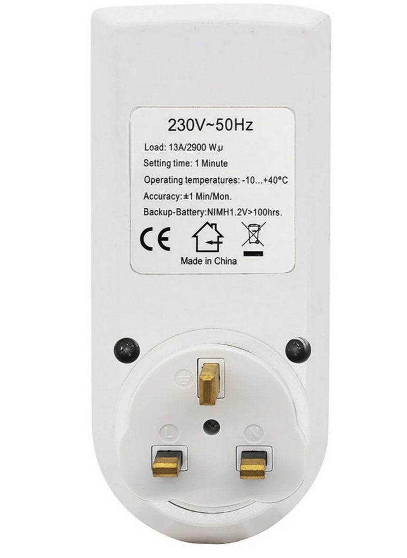 Generic 1pcs Digital Timer Switch 24 Hour Cyclic Programmable Timing Socket Large Screen Kitchen Appliance Time Control 230V UK Plug  - Image 4
