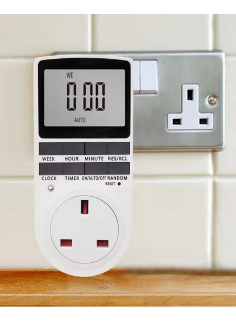 Generic 1pcs Digital Timer Switch 24 Hour Cyclic Programmable Timing Socket Large Screen Kitchen Appliance Time Control 230V UK Plug  - Image 2