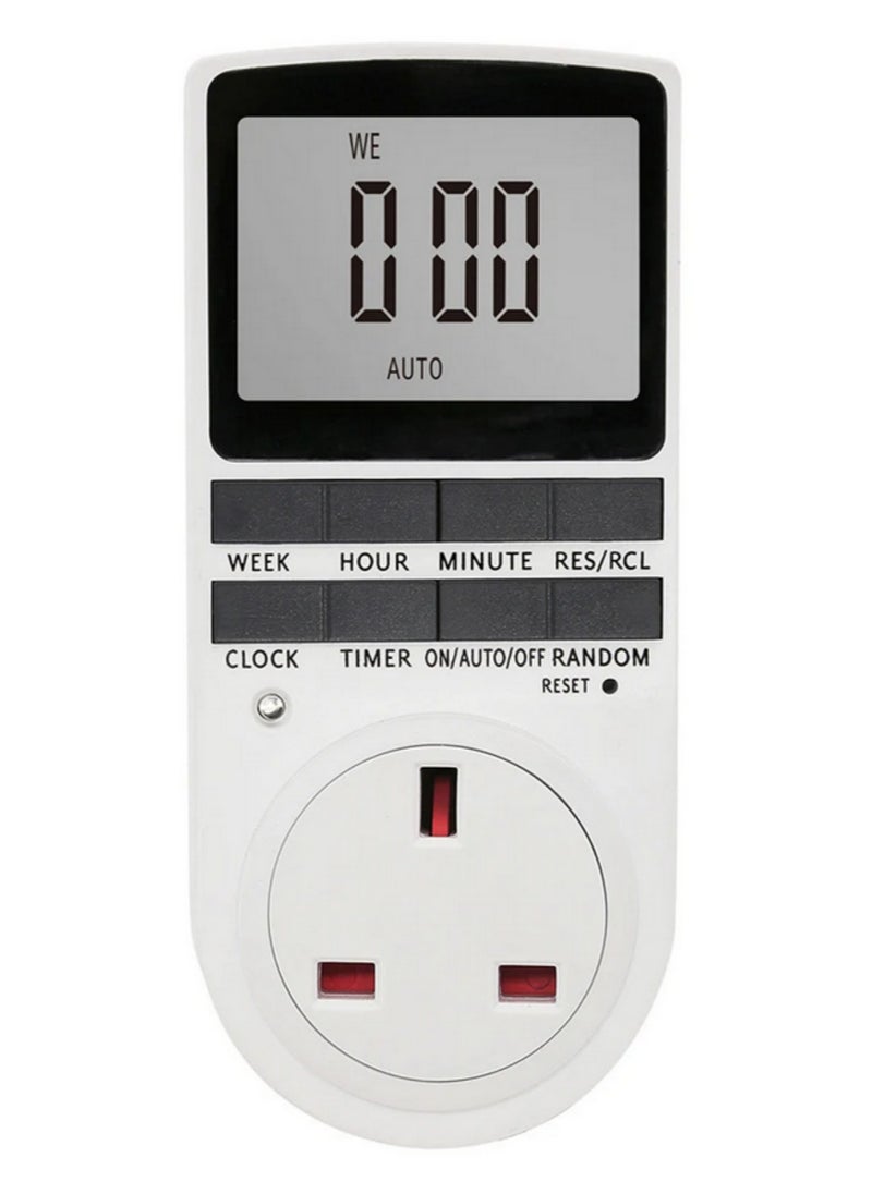 Generic 1pcs Digital Timer Switch 24 Hour Cyclic Programmable Timing Socket Large Screen Kitchen Appliance Time Control 230V UK Plug  - Image 1