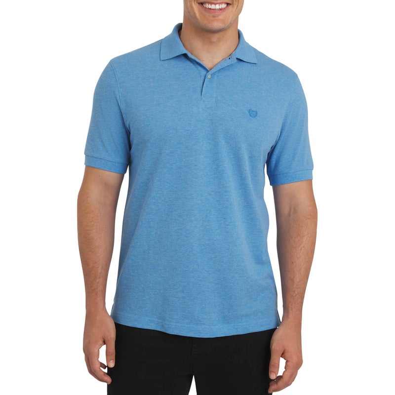 Chaps Men's Everyday Casual Classic Fit Stretch Pique Polo Shirt, Azure, Medium - Image 1