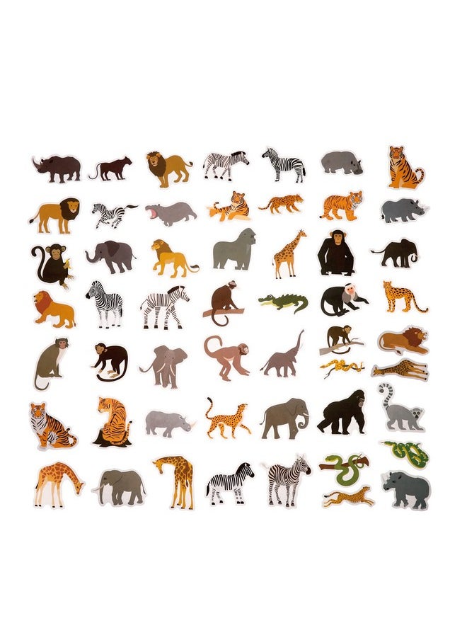 Cleverplay - 100 Pack Jungle Safari Zoo Animal Stickers, Jungle Party Favors, Party Decorations - Image 1