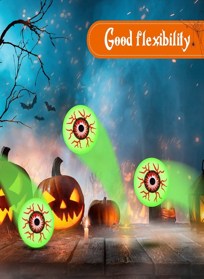Chalyna 50 Pcs 1.1 Inch Glowing Halloween Eyeballs Bouncy Balls Bulk Glow in The Dark Luminous Scary Eyeball Toys for Halloween Party Favors Trick or Treat Game Terror Props (Green) - Image 3