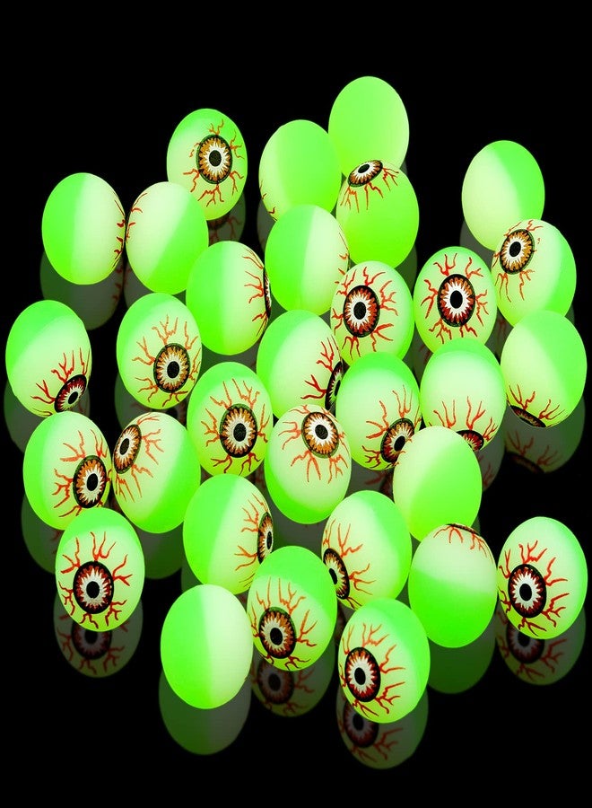 Chalyna 50 Pcs 1.1 Inch Glowing Halloween Eyeballs Bouncy Balls Bulk Glow in The Dark Luminous Scary Eyeball Toys for Halloween Party Favors Trick or Treat Game Terror Props (Green) - Image 1