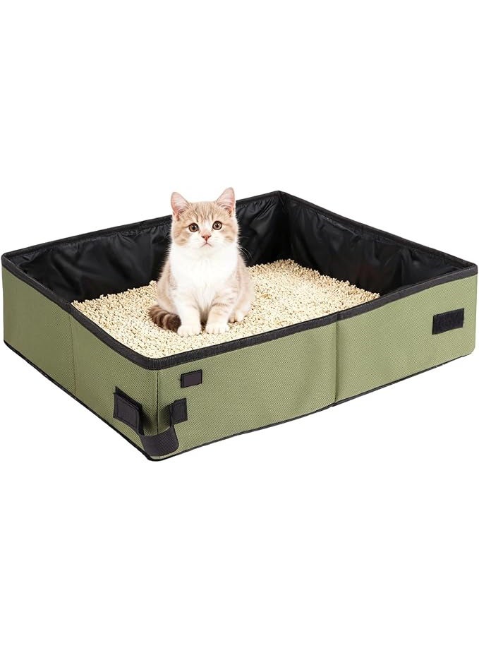 Arabest Portable Cat Litter Box with Shovel, Pooper Scooper and Waste Bags, Leak-Proof, Wear-Resistant Oxford Cloth, Foldable Travel Litter Box Kit for Outdoor, Car, RV Use, 15.7 x 11.8 in - Image 1