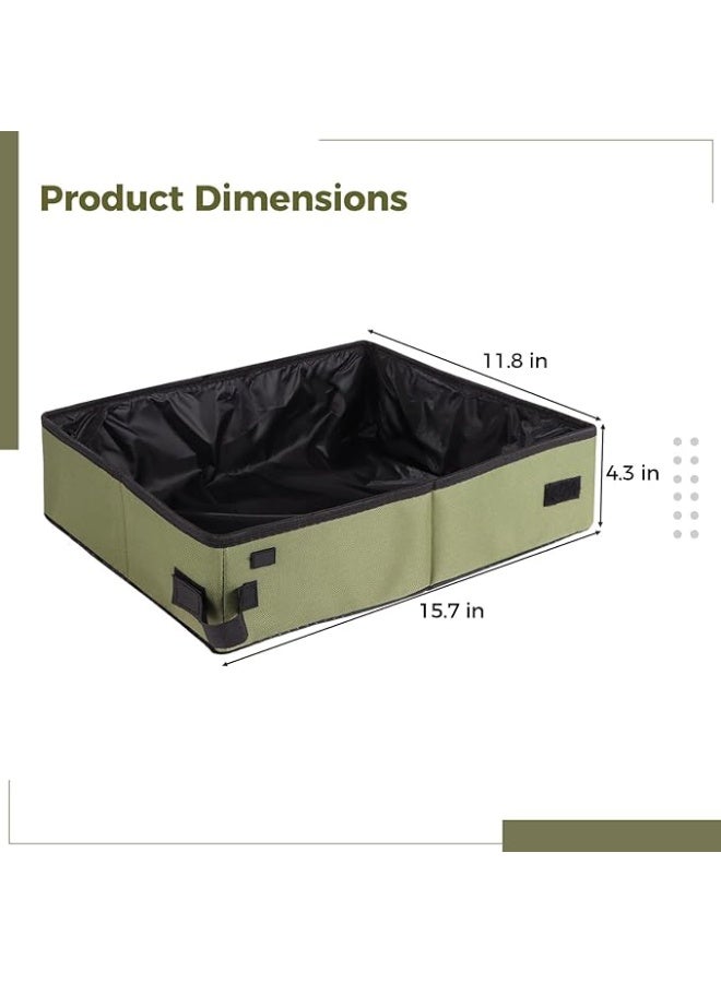 Arabest Portable Cat Litter Box with Shovel, Pooper Scooper and Waste Bags, Leak-Proof, Wear-Resistant Oxford Cloth, Foldable Travel Litter Box Kit for Outdoor, Car, RV Use, 15.7 x 11.8 in - Image 3