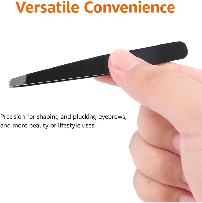ToolHouse 1 Pack Slant Tweezers, Stainless Steel Eyebrow Tweezers, Splinter and Ingrown Hair Extraction, Portable Tool, Easily Grip with Safety, for Eyebrows, Eyelashes & Facial Hair (Silver) - Image 2