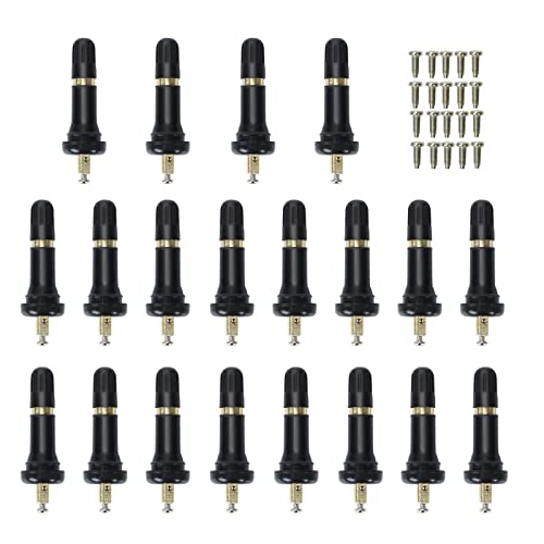 BLACKHORSERACING 20Pcs TPMS Rubber Snapin Tire Pressure Sensor Valve Stem Compatible with Ford Chevy Dodge Ram Cadillac Subaru Replace 1720008 20008 20018