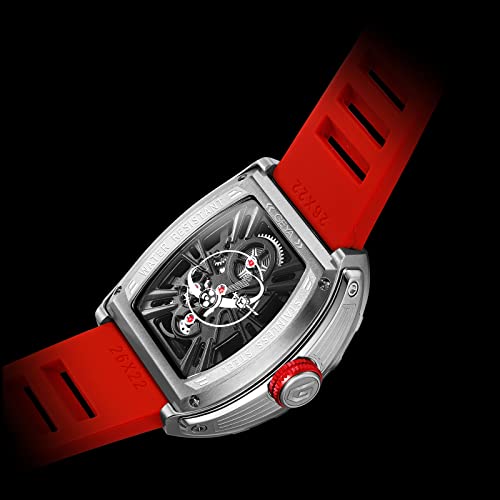 Redhai Automatic Mechanical Watch Skeleton Stainless 50M Waterproof Anti Shock Casual Diver Men Wrist Watch Sterling Watches Chronograph Analog Business Casual Fashion Adjustable Silicone Band - Image 3