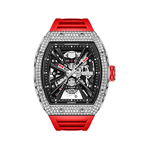 Redhai Automatic Mechanical Watch Skeleton Stainless 50M Waterproof Anti Shock Casual Diver Men Wrist Watch Sterling Watches Chronograph Analog Business Casual Fashion Adjustable Silicone Band - Image 1