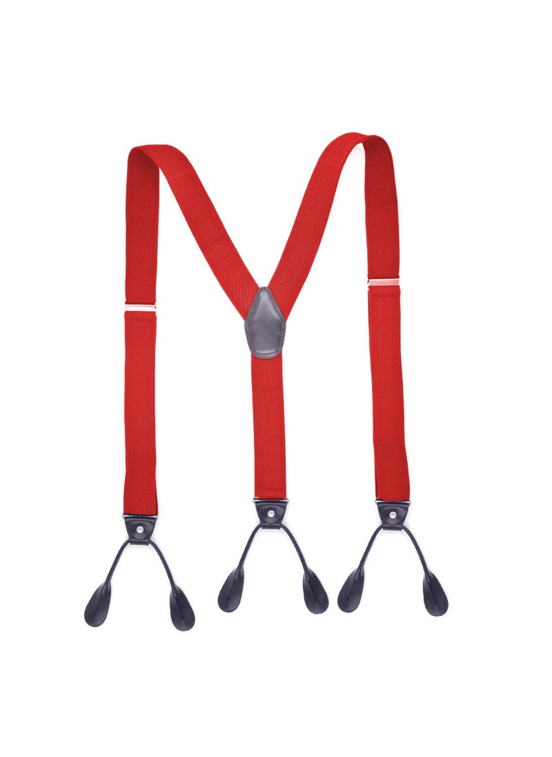Generic Mens Casual Y-Back Suspenders Elastic Adjustable Red 