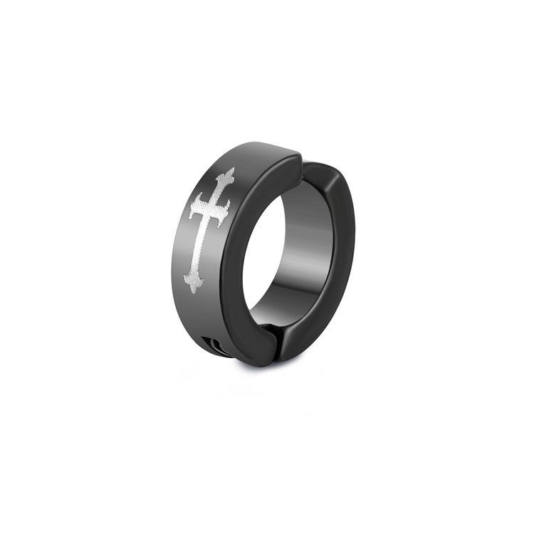 Titanium Steel Ear Cuff Unisex Simple Elegant X073-S (cross) black single