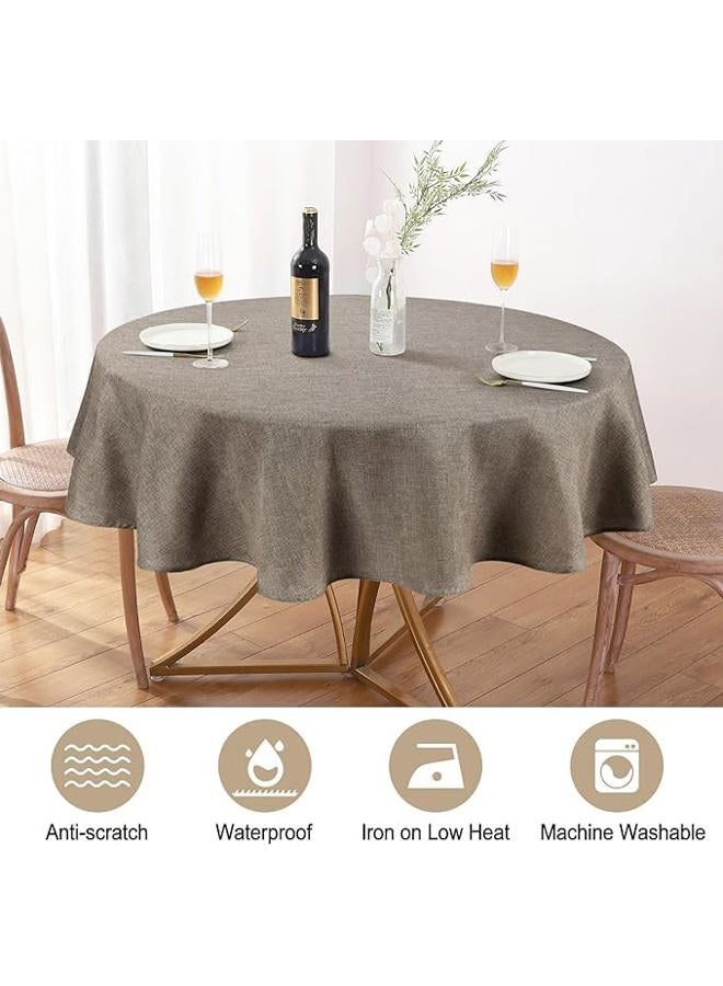 AUSSPVOCT Textured Linen 60 Inch Round Tablecloth Up to 40'' Tables, Waterproof Spill-Proof Round Table Cloth Wrinkle Free Circle Dining Table Cover for Birthday Farmhouse Outdoor Kitchen - Image 2
