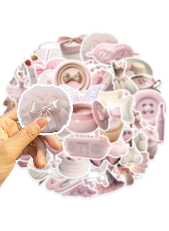 Lee Yon 50Pcs Girls Gentle Ballet Pink Sticker, Pink Aesthetic Graffiti Sticker for Kids Teens, Cute Pink Laptops Decals for Water Bottles Journal Bag Phone - Image 4